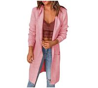 TURWXGSO Strickjacke Damen mit Kapuze große Größe Wolle Lange Mantel Tasche Gestrickte Langarm Elegante Einfarbige Cardigan Knielänge Herbst Winter Mantel Pullover Sweater Casual Strickmantel s-xxxl
