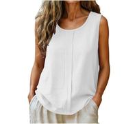 TURWXGSO Tank Top Damen Lockere Passform Sommer Oberteile Sommermode Ärmellose Shirt Damen Atmungsaktives Bequemes Tanktop mit Falten Hemdbluse aus Baumwoll Leinen Strand Urlaubshemd Freizeithemd