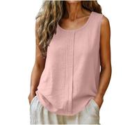 TURWXGSO Tank Top Damen Lockere Passform Sommer Oberteile Sommermode Ärmellose Shirt Damen Atmungsaktives Bequemes Tanktop mit Falten Hemdbluse aus Baumwoll Leinen Strand Urlaubshemd Freizeithemd