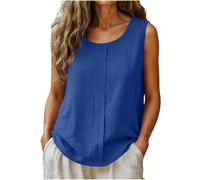 TURWXGSO Tank Top Damen Lockere Passform Sommer Oberteile Sommermode Ärmellose Shirt Damen Atmungsaktives Bequemes Tanktop mit Falten Hemdbluse aus Baumwoll Leinen Strand Urlaubshemd Freizeithemd