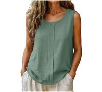 TURWXGSO Tank Top Damen Lockere Passform Sommer Oberteile Sommermode Ärmellose Shirt Damen Atmungsaktives Bequemes Tanktop mit Falten Hemdbluse aus Baumwoll Leinen Strand Urlaubshemd Freizeithemd
