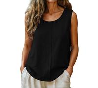 TURWXGSO Tank Top Damen Lockere Passform Sommer Oberteile Sommermode Ärmellose Shirt Damen Atmungsaktives Bequemes Tanktop mit Falten Hemdbluse aus Baumwoll Leinen Strand Urlaubshemd Freizeithemd