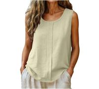 TURWXGSO Tank Top Damen Lockere Passform Sommer Oberteile Sommermode Ärmellose Shirt Damen Atmungsaktives Bequemes Tanktop mit Falten Hemdbluse aus Baumwoll Leinen Strand Urlaubshemd Freizeithemd