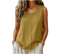 TURWXGSO Tank Top Damen Lockere Passform Sommer Oberteile Sommermode Ärmellose Shirt Damen Atmungsaktives Bequemes Tanktop mit Falten Hemdbluse aus Baumwoll Leinen Strand Urlaubshemd Freizeithemd