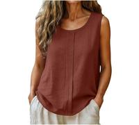 TURWXGSO Tank Top Damen Lockere Passform Sommer Oberteile Sommermode Ärmellose Shirt Damen Atmungsaktives Bequemes Tanktop mit Falten Hemdbluse aus Baumwoll Leinen Strand Urlaubshemd Freizeithemd
