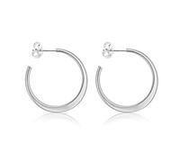 Tuscany Silver Damen Creolen Rhodiniert Sterling Silber 25mm Flach abgestuft