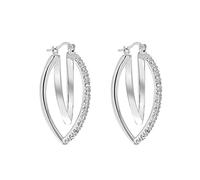 Tuscany Silver Damen Creolen Sterling Silber Weiß Zirkonia Dreifach Dreieckig Reifen