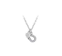 Tuscany Silver Damen-Halskette Hufeisen und Kleeblatt Zirkonia Sterlingsilber rhodiniert 9x9mm verstellbar 43-46cm