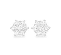 Tuscany Silver Damen Ohrstecker Sterling Silber Cluster Weiß Zirkonia