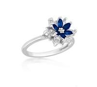 Tuscany Silver Damen-Ring aus Sterlingsilber, rhodiniert, weißer Zirkonia und blauer Spinell, 12 mm, Sterling Silber, Kein Edelstein