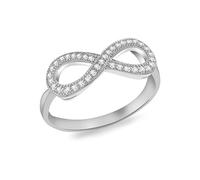 Tuscany Silver Damen Ring Rhodiniert Sterling Silber Unendlichkeit Weiß Zirkonia - Größe P