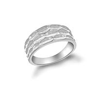 Tuscany Silver Damen Ring Sterling Silber Gehämmert - Größe P