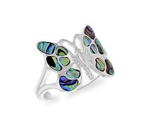 Tuscany Silver Damen Ring Sterling Silber Schmetterling Abalone Einstellbar - Größe N