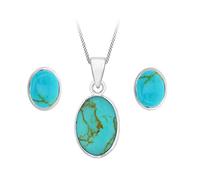 Tuscany Silver Damen Rolokette Mit Anhänger Sterling Silber Oval Türkis 46cm/18zoll