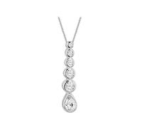 Tuscany Silver Damen Rolokette Mit Anhänger Sterling Silber Tropfen Weiß Zirkonia Einstellbar 41cm/16' - 46cm/18'