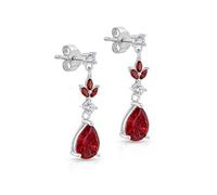 Tuscany Silver Damen-Schmuckset aus Sterlingsilber, rhodiniert, farbiges Glas mit Marquiseschliff und Tropfenform, Eine Größe, Sterling Silber, Kein Edelstein