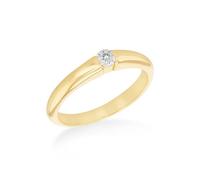 Tuscany Silver Damen Solitär-Ring aus vergoldetem Sterlingsilber mit 0,10 ct im Labor hergestelltem Diamanten, Größe K