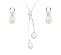 Tuscany Silver Damen Sterling Silber Set Weiß Pearl Ohrringe und Halskette 43cm/17zoll 8.45.1623