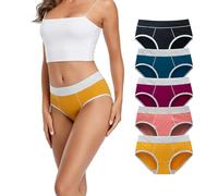 TUTUESTHER Damen Baumwolle Unterhosen Mittlere Taillen Slips Dehnbare Unterwäsche Bequeme Sport Panties Hipsters Mehrpack（S-EU 38, Schwarz/Vivid Blue/Lila Rot/Rogue Rot/Chrom Gelb）
