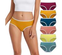 TUTUESTHER Unterhosen Damen Baumwolle Slips Unterwäsche Mittel Taille Dehnbare Hipster Panties 6er Pack（S-EU 38, Schwarz/Vivid Blue/Lila Rot/Rogue Rot/Chrom Gelb）