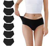 TUUHAW Damen Unterhosen Baumwolle Slips Mehrpack Hipster Bequeme Unterwäsche 6er Pack Schwarz 2XL