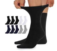 TUUHAW Damensocken ohne Gummibund Diabetikersocken Damen Diabetiker Socken Herren 10 Paar Comfort Baumwolle 35-38 Schwarz Weiß Grau Dunkelblau Herrensocken Gesundheitssocken ohne Bund