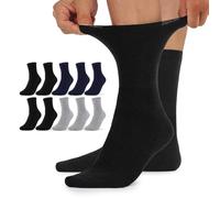 TUUHAW Diabetikersocken Herren 43-46 Diabetiker Socken Damen 10 Paar ohne Gummi Comfort Baumwolle Schwarz Grau Dunkelblau Herrensocken Gesundheitssocken ohne Bund