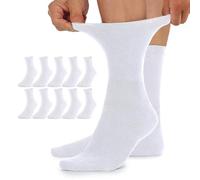 TUUHAW Diabetikersocken Herren 43-46 Diabetiker Socken Damen 10 Paar ohne Gummibund Comfort Baumwolle Weiß Venenfreundlich Herrensocken Gesundheitssocken ohne Bund