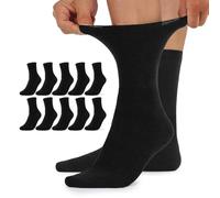 TUUHAW Diabetikersocken Herren 47-50 Socken ohne Gummibund Damen 10 Paar Comfort Baumwolle Schwarz Venenfreundlich Herrensocken Gesundheitssocken ohne Bund