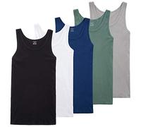 TUUHAW Unterhemd Herren Tank Top 5er Pack Classic Feinripp einfarbiges Achselshirts Atmungsaktiv Schwarz Weiß Grau Marine Olive XXL