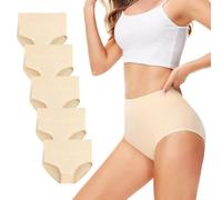 TUUHAW Unterhosen Damen Unterwäsche 5er Pack Slip Miederhose Baumwolle Hoher Taille Atmungsaktive Hautfarbe XL