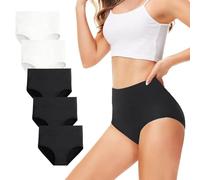 TUUHAW Unterhosen Damen Unterwäsche 5er Pack Slip Miederhose Baumwolle Hoher Taille Atmungsaktive Schwarz Weiß L
