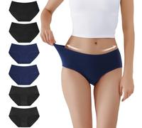 TUUHAW Unterhosen Damen Unterwäsche 6er Pack Baumwolle Slips Mittel Taille Panties Schwarz Marine Grau XL