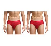 tuwiwol 2 teile/satz Schlanken Körper Herren Unterwäsche Slips Mit Sexy Und Weiche Super Elastische Stoff Nylon Herren Unterwäsche Slips Sexy, Rot, 3XL