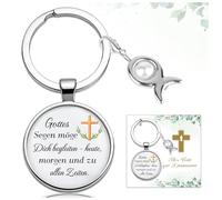 TUZELlYA Kommunion Geschenke Mädchen Junge, Fische Schlüsselanhänger mit karte, Erstkommunion Geschenke, Kleine Kommunion Party Geschenke Gastgeschenke, Alles Gute zur Kommunion
