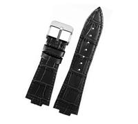 TVKSIPAR 12 Mm Lederarmband Passend For Tissot For PRX-Serie T137 407/410 Armband Ersatzarmband Herren Sportuhrarmband(Black-silvr)