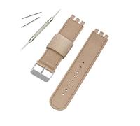 TVKSIPAR 17mm 19mm 20mm Nylon Uhr Band Fit For SWATCH Strap Uhr Gürtel Sport Stoff Armband Armband Ersatz Männer Uhr Zubehör(Khaki,17MM_SILVER BUCKLE)