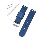 TVKSIPAR 17mm 19mm 20mm Nylon Uhr Band Fit For SWATCH Strap Uhr Gürtel Sport Stoff Armband Armband Ersatz Männer Uhr Zubehör(Blue,17MM_SILVER BUCKLE)