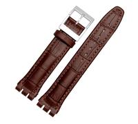 TVKSIPAR Fit For SWATCH Uhrenarmband 17mm 19mm Lederarmband Männer Frauen Wasserdichtes Sport Ersatzarmband(Brown,17mm)