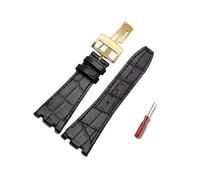 TVKSIPAR Lederarmband Passend For AP Fit For Audemars 15400 15703 Passend For Royal Passend For Oak Offshore-Serie Männlich 26 Mm Schwarz Braunes Uhrenarmband(Black-gold)