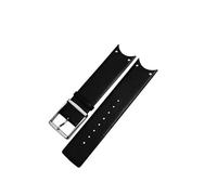 TVKSIPAR Lederarmband Passend For Die For CK KOV231 KOV232-Serie, Speziell Gebogene Kanten, Ultradünnes Rindsleder-Uhrenarmband For Männer Und Frauen, 22 Mm(Black-silver)