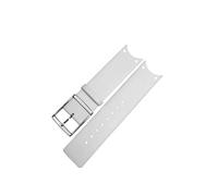 TVKSIPAR Lederarmband Passend For Die For CK KOV231 KOV232-Serie, Speziell Gebogene Kanten, Ultradünnes Rindsleder-Uhrenarmband For Männer Und Frauen, 22 Mm(White-silver)