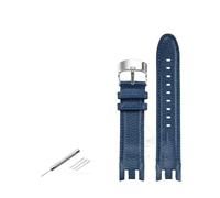 TVKSIPAR Passend For Swatch YRS-Serie, Weiß-blau-braunes Lederarmband YRS403 412 402G, Uhrenkette Mit Gebogenen Enden, Herren-Uhrenarmband, 21 Mm(02-Blue-k02)
