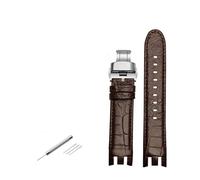 TVKSIPAR Passend For Swatch YRS-Serie, Weiß-blau-braunes Lederarmband YRS403 412 402G, Uhrenkette Mit Gebogenen Enden, Herren-Uhrenarmband, 21 Mm(A03-Brown-B017)