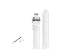 TVKSIPAR Passend For Swatch YRS-Serie, Weiß-blau-braunes Lederarmband YRS403 412 402G, Uhrenkette Mit Gebogenen Enden, Herren-Uhrenarmband, 21 Mm(A01-White-B017)