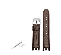 TVKSIPAR Passend For Swatch YRS-Serie, Weiß-blau-braunes Lederarmband YRS403 412 402G, Uhrenkette Mit Gebogenen Enden, Herren-Uhrenarmband, 21 Mm(03-Brown-K02)