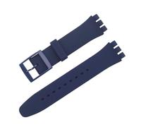 TVKSIPAR Wasserdichtes Silikon-Armband, Passend For Swatch, Weiches Gummi-Armband, Herren- Und Damen-Ersatzarmband, 16/17/19/20 Mm, Riemenzubehör(Dark blue,19mm)