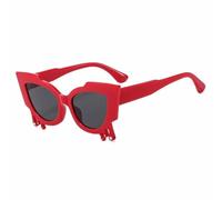 TVTBBVV Cat-Eye-Sonnenbrille für Damen und Herren, modisch, individuell, Vintage, trendig, ausgefallen, Hip-Hop, unregelmäßige Farbverlaufs-Sonnenbrille, UV400 (Rot-Grau)
