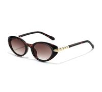 TVTBBVV Ovale Sonnenbrille für Damen und Herren, Retro-Stil, schwarzes Gestell, graue Gläser, modische Brille mit goldenen Metallbügeln, leicht und bequem, Einheitsgröße. Modell C1.