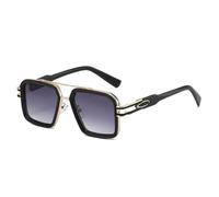TVTBBVV Retro Doppelsteg-Sonnenbrille mit Farbverlauf, quadratisch, Damen, Persönlichkeit, Leopardenmuster, Trend, Street Style, Punk, Herrenbrille, UV400 (goldgrau)